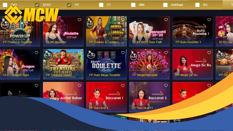 Live Casino MCW có những trò chơi đẳng cấp nào?